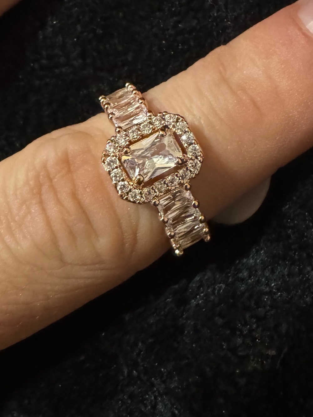 Rose Gold Cubic Zirconia Halo Engagement Ring - Women Jewelry